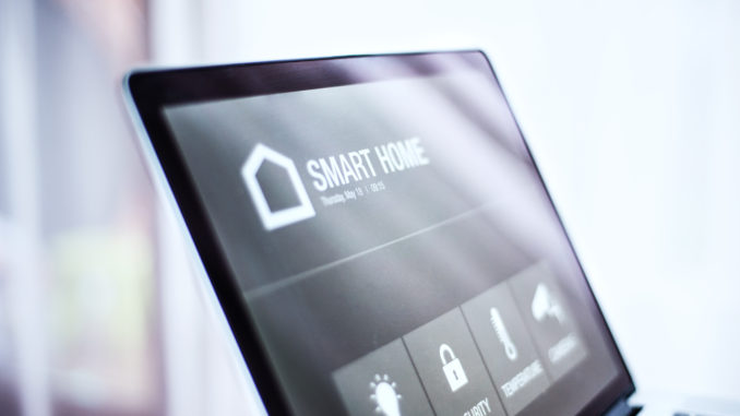 A laptop with smart home screen.