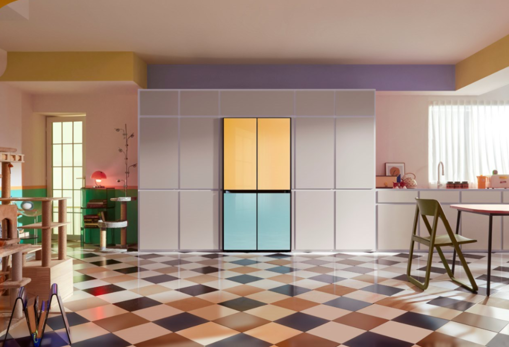 1650950303_Bespoke_KV_1__Sun_Yellow_Glass_Morning_Blue_Glass_ Samsung Bespoke Gardırop Tipi Buzdolabı