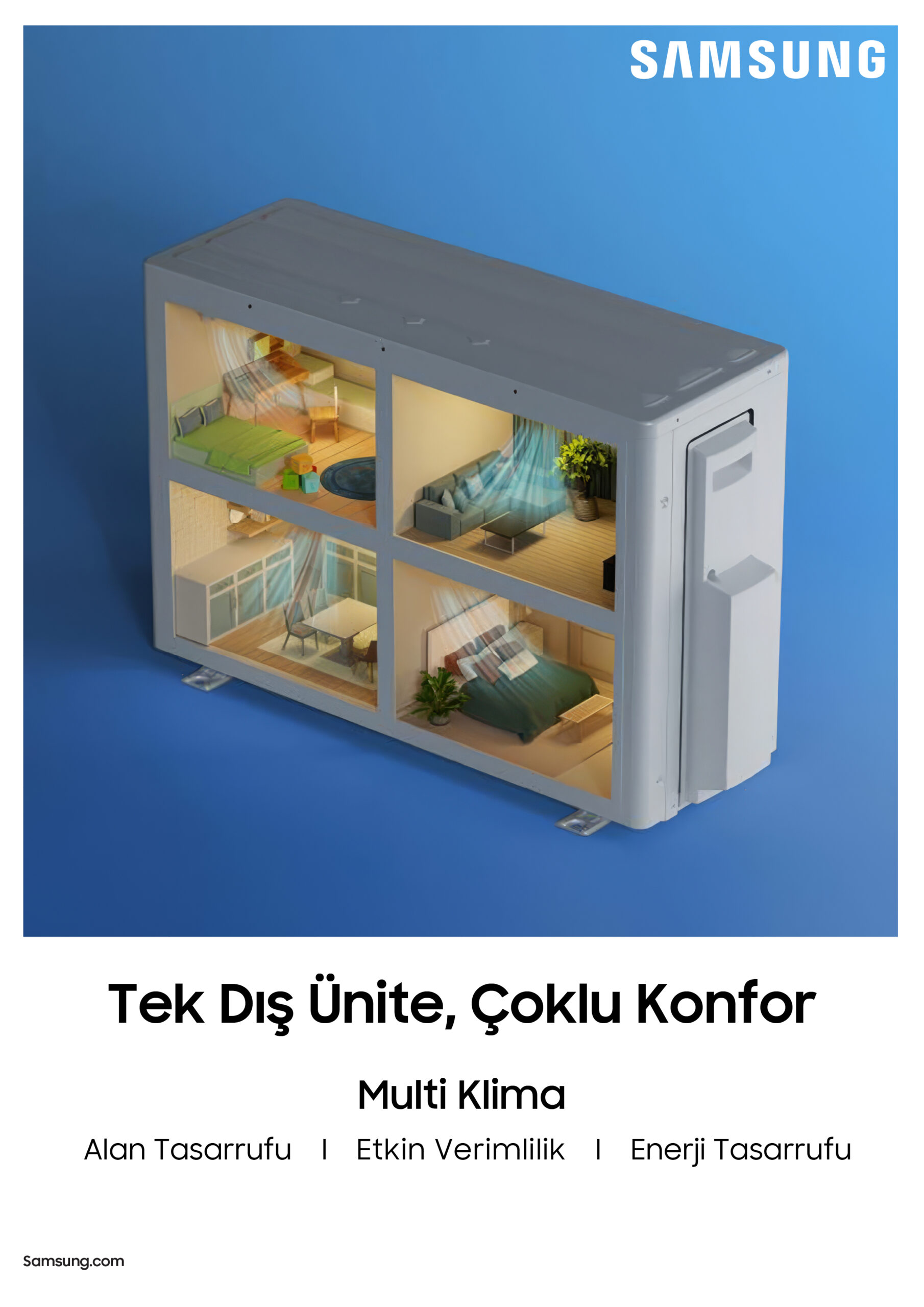 Samsung Multi Split Klimalar, rüzgarsız serinlik teknolojisiyle tüm odaları akıllıca serinletiyor